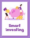 Poster with business women making financial smart investment or finance savings.