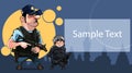 Poster card with two cartoon armed policemen and space for text