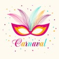 Poster Carnival with masquerade masks isolated on background. Vector illustration.