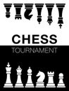 A poster for a chess tournament. It features a black and white chessboard in the background