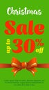 Poster Christmas sale. Advertising banner for a store, website or flyer. 30 percent discount on a green background. Festive New Ye Royalty Free Stock Photo