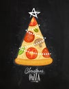 Poster christmas tree pizza chalk Royalty Free Stock Photo