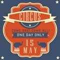 Poster circus. Invitation. One day only. Elephant.