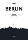 Poster city skyline Berlin, Flat style vector illustration