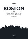Poster city skyline Boston, Flat style vector illustration Royalty Free Stock Photo