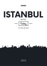 Poster city skyline Istanbul, Flat style vector illustration