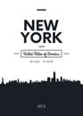 Poster city skyline New York, Flat style vector illustration