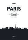 Poster city skyline Paris, Flat style vector illustration