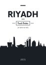 Poster city skyline Riyadh, Flat style vector illustration