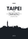 Poster city skyline Taipei, Flat style vector illustration