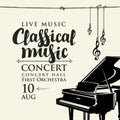 Poster of classical music concert with grand piano Royalty Free Stock Photo