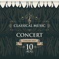 Poster for classical music concert with stage curtains
