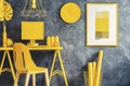 Creative yellow home office Royalty Free Stock Photo