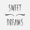 A poster with closed eyes and eyelashes with the wishes of sweet dreams. Royalty Free Stock Photo