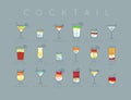 Poster cocktails flat menu grayish blue Royalty Free Stock Photo