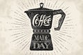 Poster coffee pot moka with hand drawn lettering