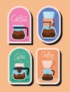 coffee stamps set Royalty Free Stock Photo