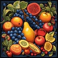 poster with a collection of colourfull fruits