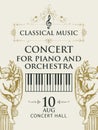 Poster for concert classical music with angels and piano keys Royalty Free Stock Photo