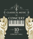 Poster for concert classical music with piano keys and angels