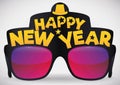Cool Party Glasses with Greetings for New Year Celebration,