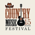 Poster for country music festival with guitar and hat Royalty Free Stock Photo