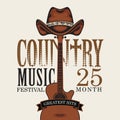 Poster for country music festival with guitar and hat Royalty Free Stock Photo