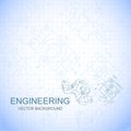 Poster, cover, banner, background of engineering drawings of parts. Notebook sheet. Vector