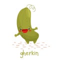 Poster with cute gherkin