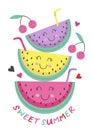 Poster with cute watermelon