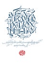 Poster with cyrillic alphabet. Modern revue of historical forms letters