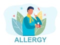 Poster depicting a man suffering from Allergy symptoms