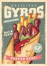 Poster design for fast food restaurant with gyros illustration Royalty Free Stock Photo