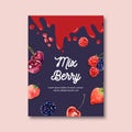Poster design with Fruits-theme, creative berries vector illustration template