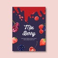 Poster design with Fruits-theme, creative berries vector illustration template Royalty Free Stock Photo