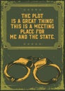 Poster design with illustration of handcuffs on vintage background