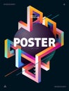 Poster design with isometric impossible colorful lines.