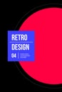 Poster design template with big red circle in colorful retro minimalism style Royalty Free Stock Photo