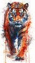 Poster design on tiger closeup in watercolor style