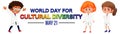 Poster design for world day cultural diversity with kids Royalty Free Stock Photo