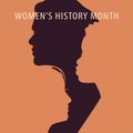 Poster with different women.Girls power. Womens History Month. Women`s day. 8 march