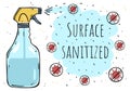 A poster disinfectant spray eliminates viruses. Surface sanitized