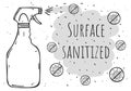 A poster disinfectant spray eliminates viruses. Surface sanitized