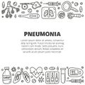 Poster with doodle outline pneumonia icons.