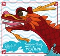 Poster of Dragon Boat to Celebrate Duanwu Festival, Vector Illustration Royalty Free Stock Photo