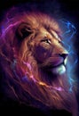 Poster Electric lion head. AI render Royalty Free Stock Photo