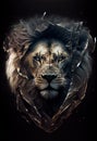 Poster Electric lion head. AI render