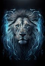 Poster Electric lion head. AI render Royalty Free Stock Photo