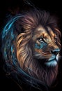 Poster Electric lion head. AI render Royalty Free Stock Photo