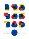 Poster with elegant only retro chic font of numbers in Bauhaus style. Modern numeral symbols in multiply blend mode